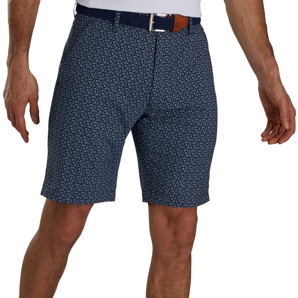 FootJoy Mens Micro-Floral 9 Inch Golf Shorts‎ Navy Sz 35 Performance Lightweight